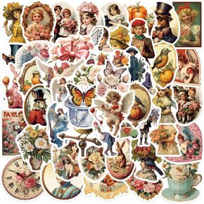 50Pcs Vintage Stickers Waterproof Victorian Retro Era Graffiti Stickers for Hydroflask Water Bottle Laptop Phone Scrapbooking Notebook Skateboard Aesthetic Vinyl Sticker Decals for Teens Adults