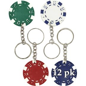 Poker Chips Keychains - 12 Casino Token Keychains - Casino Party Favors for Casino Birthday Party, Casino Themed Party, Las Vegas Souvenirs, Poker Party, Las Vegas Party, Casino Night, Game Night