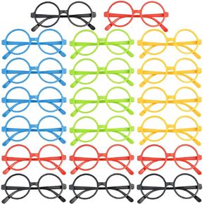 obmwang 20 Pack Colorful Wizard Glasses Round Glasses Frame No Lenses for Birthday Halloween Costume Dress Up Party Favors
