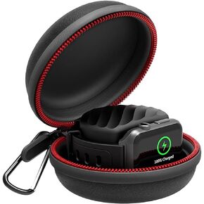 HALLEAST Travel Case for Apple Watch Charger, Portable Carrying EVA Charging Dock Holder for 42mm 44mm 45mm 49mm iWatch Series Ultra2/Ultra/9/8/SE2/7/SE/6/5/4/3/2/1, with Night Stand Mode, Black