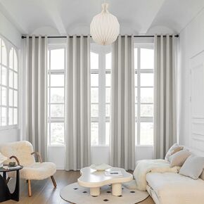 Extra Long Curtain 20ft Length Total Blackout Faux Linen, 2 Story Sunblock Waterproof Window Drape with Grommet top for Theater, Great Living Room (Light Grey, 50" W x 240" L, 1 Panel)
