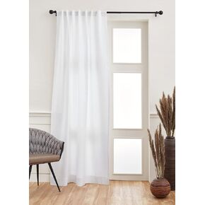 Solino Home Cotton Linen Curtain 45 Inches Long – Ivory Curtain 52 x 45 Inch with Rod Pocket and Hidden Tab – 2 in 1 Hanging Style Curtain for Bedroom, Living Room, Indoor, Outdoor