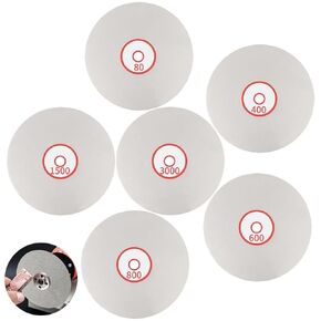 Homaisson 6 PCS Diamond Polishing Disc Set, 6 Inch Diamond Flat Lap Discs, 80/400/600/800/1500/3000 Grit Wheel Lapping Grinding Discs for Sand Stone Granite Glass (White)