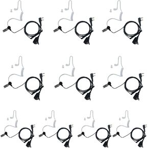 Walkie Talkie Acoustic Tube Earpiece Headset with Mic PTT for Baofeng UV-5R BF-888S Kenwood PUXING Arcshell 2 Way Radio,10 Packs