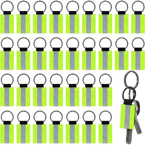 30 Pieces Double Sided Reflective Keychain Label High Visibility Backpack Zipper Pulls Nylon Reflectors Tags Reflective Gear Safety Backpack Tag for Kids Adults Jacket Schoolbag Purse Dog Collar