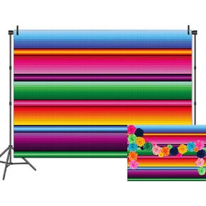 7x5FT Color Fiesta Theme Photography Backdrop Stripes Mexican Festival Dessert Table Kids Background Decoration Baby Shower Party Banner Photo Booth Props Supplies