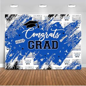 Mocsicka Graduation Backdrop Congrats Grad Red Graduate Party Decorations Background Class of 2024 Photography Backdrops (Red, 8x6ft)
