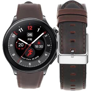 Compatible with OnePlus Watch 2 Bands, Genuine Leather Band Replacement Smartwatch Strap Wristband Compatible for OnePlus Watch 2 46mm / 1 Smart Watch