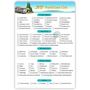 RV Equipment Checklist Packing List - Erasable Reusable Laminated & Double Sided | A4 Size 8.27" X 11.69" |