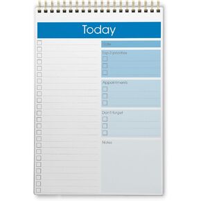 Better Office Products To Do List Notepad, 7" x 10" Today Note Pad, 52 Sheets, Double Wire Spiral, Daily Agenda Productivity Checklist Organizer (1 Pack)