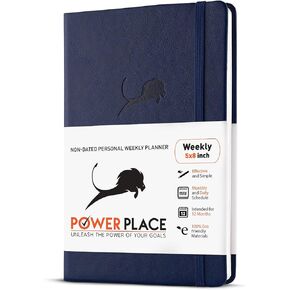 مخطط الحياة الشهري والأسبوعي لتعزيز الإنتاجية وإدارة الوقت وتحقيق أهدافك - منظم عالي الأداء ومجلة الامتنان - غير مؤرخ، سنة واحدة (12 شهرًا)، غلاف فني، 5x8 بوصة (أزرق) in Kuwait