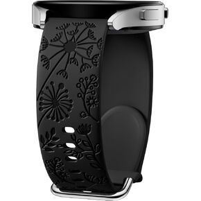 Flower Engraved Bands Compatible with Samsung Galaxy Watch 6/5/4,Galaxy Watch 5 Pro 45mm/Galaxy Active 2/Galaxy Watch 3/Galaxy Watch 6 Classic Band for Women,20mm Soft Silicone Replacement Sport Strap