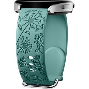 أحزمة منقوشة بالزهور متوافقة مع ساعة Samsung Galaxy Watch 6/5/4، وGalaxy Watch 5 Pro 45 مم/Galaxy Active 2/Galaxy Watch 3/Galaxy Watch 6 بسوار كلاسيكي للنساء، حزام رياضي بديل من السيليكون الناعم 20 مم in Kuwait