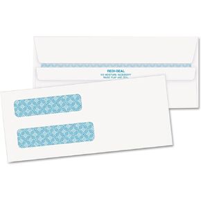 Quality Park #8 5/8 Double Window Envelopes | Redi-Seal | 3 5/8" x 8 5/8" | White | 24lb. Text | 500 Qty