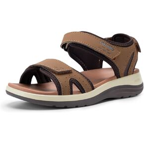 FitVille Women's Orthopedic Wide Sandals Strappy Arch Support Flat Sandals for Plantar Fasciitis & Swollen Feet | Adjustable Ankle Strap