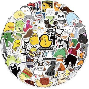 Cartoon Animals with Knives Stickers 60 Pcs Waterproof, Removable, Beautiful, Stylish Teen Stickers, Suitable for Boys and Girls in Water Bottles, Bicycle, Phones, Guitar, Suitcase Vinyl.