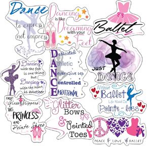 ASaBee Ballerina Stickers - Perfect Ballet Gifts for Girls - Waterproof, Extra Sticky, Durable 100 percent Vinyl - Work Great On Ballerina Water Bottles, A Laptop, Car Decal, Or As Party Favors