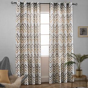 Melodieux Chevron Grommet Top Window Curtains for Living Room, 52 by 84 Inch, Yellow (1 Panel)