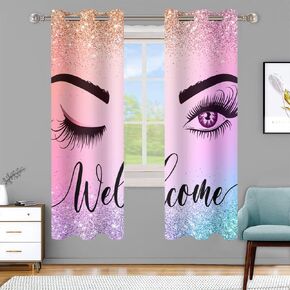 Eyelash Curtain 2 Panels 42x84 Inches Gorgeous Naughty Eyes Eyebrow Pattern Print Window Drapes for Bedroom Home Decoration CLXPMN168