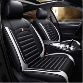 Full Set Universal Fit 5 Seats Car Waterproof Pu Leather Front Rear Car Seat Cushion Cover with Headrest Waist Support Pillows for Sedan or SUV