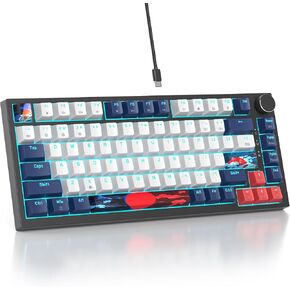 75% TKL Wired Mechanical Keyboard,RGB Backlit Gasket Mount 82 Key Hot Swappable Custom Linear Red Switch Gaming Keyboard with Volume Knob & PBT Keycaps (82 Black) in Kuwait