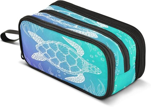 حافظة قلم رصاص ذات سعة عالية من Kcldeci Sea Turtle، حقيبة أقلام رصاص متينة من سلاحف البحر لحيوانات المحيط، حافظة منظمة مع مقبض وحلقة سهلة الإمساك in Kuwait