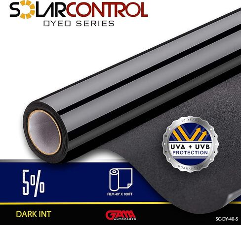 فيلم تظليل نافذة SOLARCONTROL مقاس 91.44 سم × 100 قدم، بكرة ظل مصبوغة تناسب الخصوصية العالمية بنسبة 100%، مقاومة لأشعة الشمس فوق البنفسجية ومقاومة للخدش (5% ظل داكن) in Kuwait