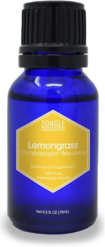 Zongle Lemongrass Essential Oil, India, Safe To Ingest, Cymbopogon Flexuosus, 15 mL in Kuwait