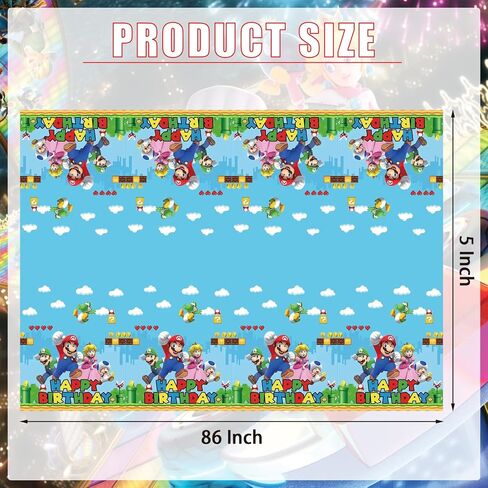 4 قطع مفرش طاولة حفلات ماريو مقاس 51 × 86 بوصة، غطاء طاولة حفلات ماريو للاستعمال مرة واحدة لتزيين لوازم حفلات أعياد الميلاد in Kuwait
