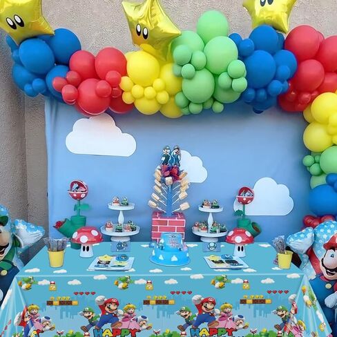 4 قطع مفرش طاولة حفلات ماريو مقاس 51 × 86 بوصة، غطاء طاولة حفلات ماريو للاستعمال مرة واحدة لتزيين لوازم حفلات أعياد الميلاد in Kuwait