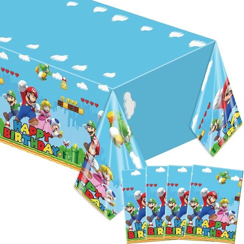 4 قطع مفرش طاولة حفلات ماريو مقاس 51 × 86 بوصة، غطاء طاولة حفلات ماريو للاستعمال مرة واحدة لتزيين لوازم حفلات أعياد الميلاد in Kuwait
