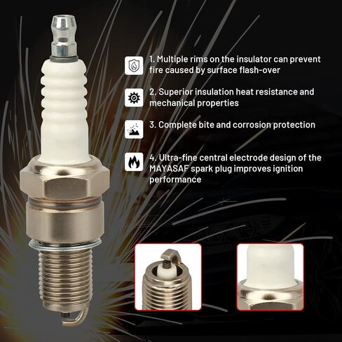 MAYASAF Standard Spark Plugs 7131 قابس إشعال بديل للسيارات لهوندا 1973-1979 سيفيك، لنيسان لتويوتا نوع المقعد المسطح، قطر الخيط 14 مم (0.551 بوصة)/الوصول إلى 19 مم (0.75 بوصة) حزمة من 8 in Saudi Arabia