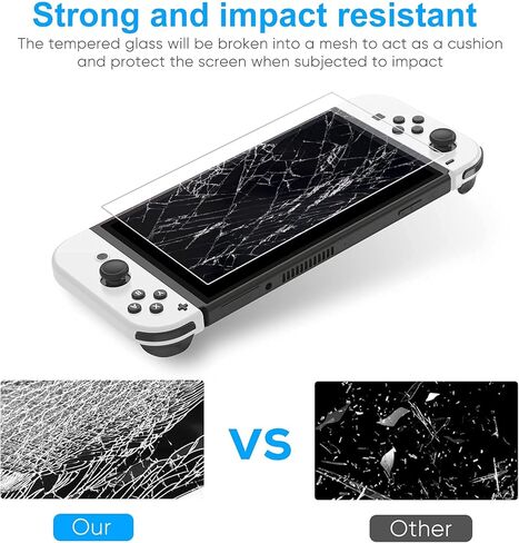 حزمة ملحقات YUANHOT المتوافقة مع Switch OLED بما في ذلك حقيبة الحمل وغطاء الحماية وواقي الشاشة الزجاجي المقسى وحامل الحامل و12 فتحة ألعاب و8 أغطية لمقبض الإبهام - أسود in Kuwait