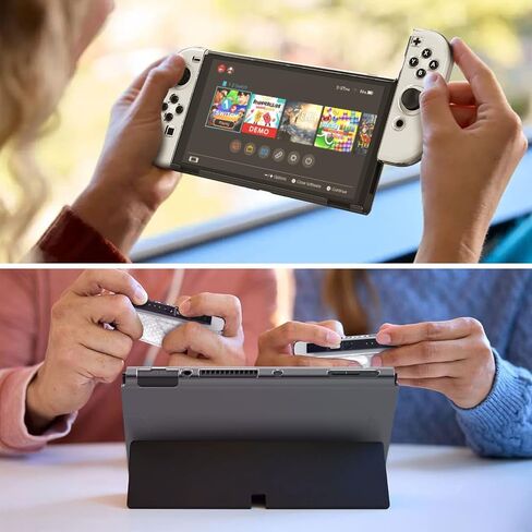 YUANHOT Accessories Bundle Compatible with Switch OLED Including Carrying Case Bag, Protective Case Cover, Tempered Glass Screen Protector, Holder Stand, 12 Game Slots and 8 Thumb Grip Caps – Black in Saudi Arabia
