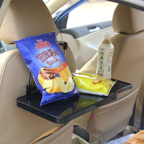مقعد سيارة متعدد الوظائف محمول قابل للطي لمقعد السيارة الخلفي للكمبيوتر الشخصي، صينية تثبيت باللون الأسود، طاولة كمبيوتر محمول، طاولة مكتب، طاولة سيارة، طعام، مشروب، مكتب، حامل أكواب in Kuwait