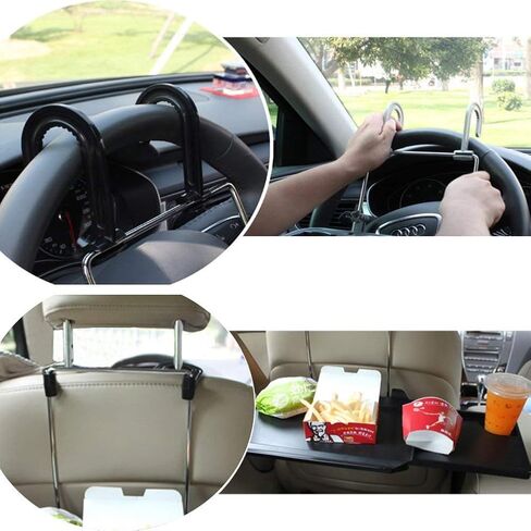 مقعد سيارة متعدد الوظائف محمول قابل للطي لمقعد السيارة الخلفي للكمبيوتر الشخصي، صينية تثبيت باللون الأسود، طاولة كمبيوتر محمول، طاولة مكتب، طاولة سيارة، طعام، مشروب، مكتب، حامل أكواب in Kuwait
