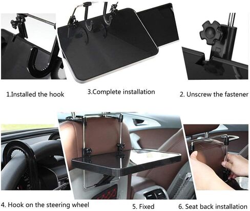 مقعد سيارة متعدد الوظائف محمول قابل للطي لمقعد السيارة الخلفي للكمبيوتر الشخصي، صينية تثبيت باللون الأسود، طاولة كمبيوتر محمول، طاولة مكتب، طاولة سيارة، طعام، مشروب، مكتب، حامل أكواب in Kuwait