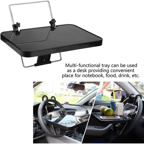 مقعد سيارة متعدد الوظائف محمول قابل للطي لمقعد السيارة الخلفي للكمبيوتر الشخصي، صينية تثبيت باللون الأسود، طاولة كمبيوتر محمول، طاولة مكتب، طاولة سيارة، طعام، مشروب، مكتب، حامل أكواب in Kuwait