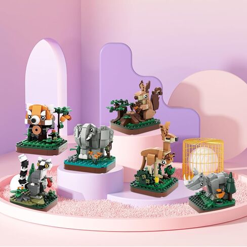 مجموعة مكعبات بناء الحيوانات الصغيرة، لعبة مكعبات بناء مجموعة تحت عنوان الحيوانات البرية، ديكورات منزلية لطيفة (السلسلة الرابعة) (السنجاب) in Kuwait