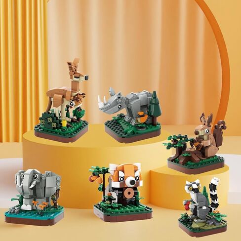 مجموعة مكعبات بناء الحيوانات الصغيرة، لعبة مكعبات بناء مجموعة تحت عنوان الحيوانات البرية، ديكورات منزلية لطيفة (السلسلة الرابعة) (السنجاب) in Kuwait
