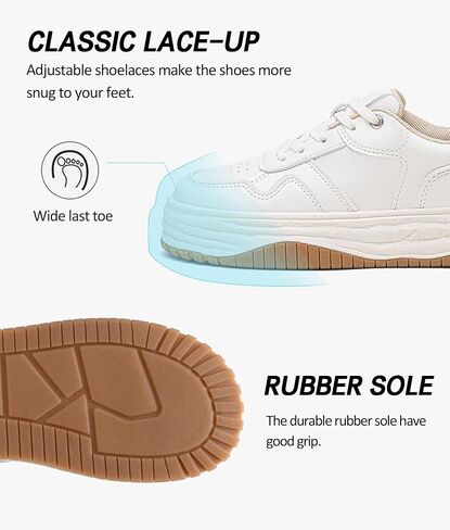 Vepose 8060 Women's Fashion Platform Sneakers，Wide Toe Design Leather Casual Tennis Lace-up Shoes in Saudi Arabia