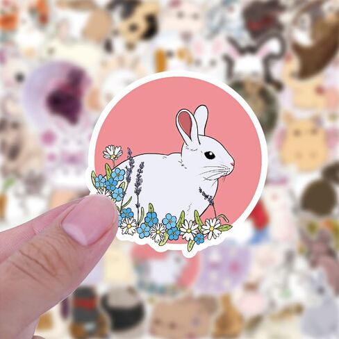 50 Pcs Kawaii Rabbit Stickers Pack for Kids Teens Adults, Cartoon Bunny Decals Lovely Rabbit Waterproof Vinyl Stickers for Water Bottle Laptop Scrapbook Luggage Bike Motorcycle Guitar in Saudi Arabia