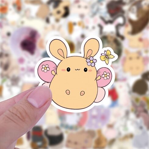 50 Pcs Kawaii Rabbit Stickers Pack for Kids Teens Adults, Cartoon Bunny Decals Lovely Rabbit Waterproof Vinyl Stickers for Water Bottle Laptop Scrapbook Luggage Bike Motorcycle Guitar in Saudi Arabia