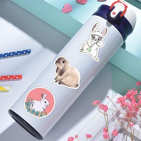 50 Pcs Kawaii Rabbit Stickers Pack for Kids Teens Adults, Cartoon Bunny Decals Lovely Rabbit Waterproof Vinyl Stickers for Water Bottle Laptop Scrapbook Luggage Bike Motorcycle Guitar in Saudi Arabia