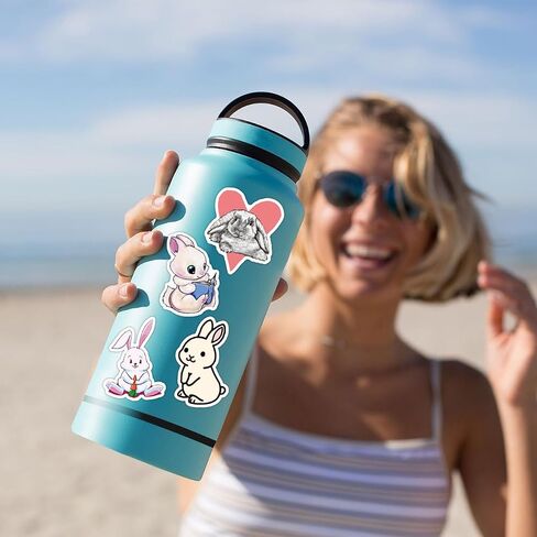 50 Pcs Kawaii Rabbit Stickers Pack for Kids Teens Adults, Cartoon Bunny Decals Lovely Rabbit Waterproof Vinyl Stickers for Water Bottle Laptop Scrapbook Luggage Bike Motorcycle Guitar in Saudi Arabia