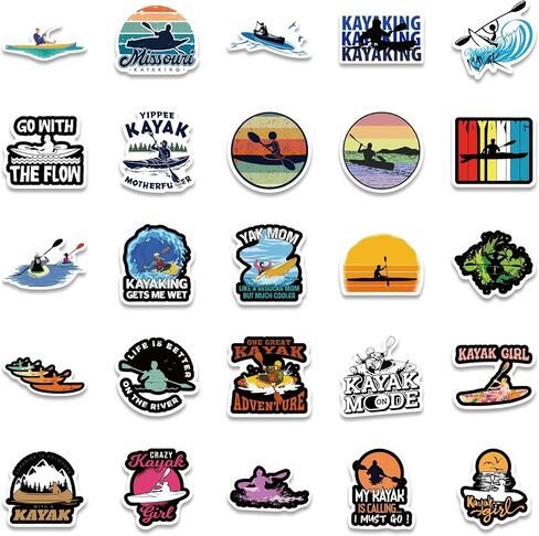 ملصقات كاياك - ملصقات كاياك مثالية للرجال، ومحبي الموسيقى، والنساء، والأطفال - مقاومة للماء، وفينيل متين - تعمل بشكل رائع على زجاجات المياه، أو الكمبيوتر المحمول، أو ملصق السيارة، أو كهدايا للحفلات (كاياك) in Kuwait