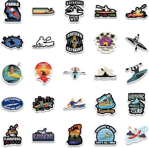 ملصقات كاياك - ملصقات كاياك مثالية للرجال، ومحبي الموسيقى، والنساء، والأطفال - مقاومة للماء، وفينيل متين - تعمل بشكل رائع على زجاجات المياه، أو الكمبيوتر المحمول، أو ملصق السيارة، أو كهدايا للحفلات (كاياك) in Kuwait