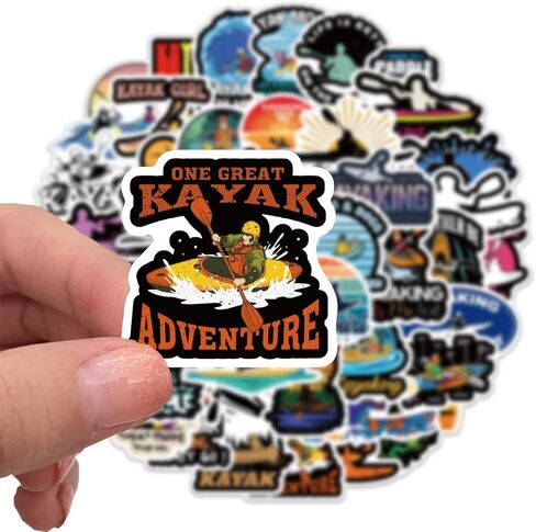 ملصقات كاياك - ملصقات كاياك مثالية للرجال، ومحبي الموسيقى، والنساء، والأطفال - مقاومة للماء، وفينيل متين - تعمل بشكل رائع على زجاجات المياه، أو الكمبيوتر المحمول، أو ملصق السيارة، أو كهدايا للحفلات (كاياك) in Kuwait