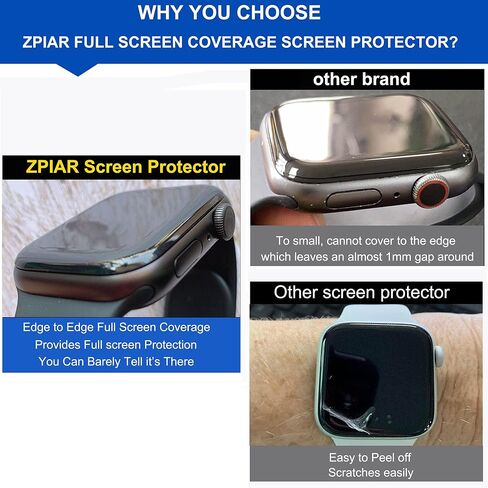 ZPIAR 2 Pack for Apple Watch SE Series 6/5/4 44mm Tempered Glass Screen Protector,Full Coverage Bubble Free Anti-Scratch HD Waterproof Film for iwatch SE Series 6/5/4 (44mm Black) in Saudi Arabia