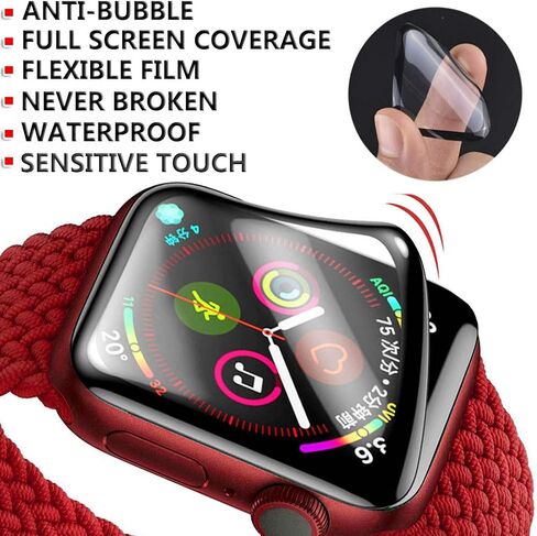 ZPIAR 2 Pack for Apple Watch SE Series 6/5/4 44mm Tempered Glass Screen Protector,Full Coverage Bubble Free Anti-Scratch HD Waterproof Film for iwatch SE Series 6/5/4 (44mm Black) in Saudi Arabia